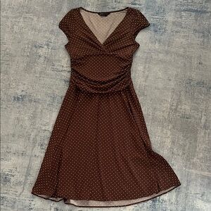BCBGMaxAzria Brown Ruched Wrap Midi Dress